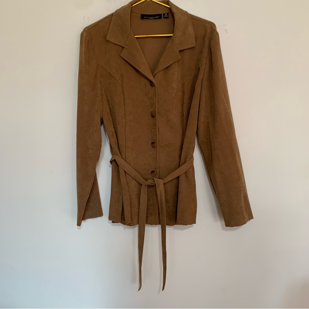Briggs New York Faux Suede Jacket Lightweight Light Brown/Tan Size 12